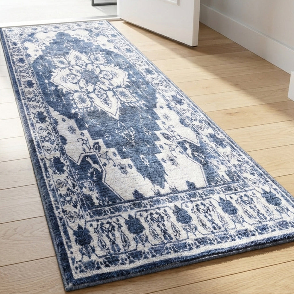 Muddy Carpet Navybell Washable Area Rugs for Living Room, Bedroom & Dining Room – Modern Soft Low Pile Non Slip Carpet – Pet Friendly Waterproof Foldable Rugs for Home