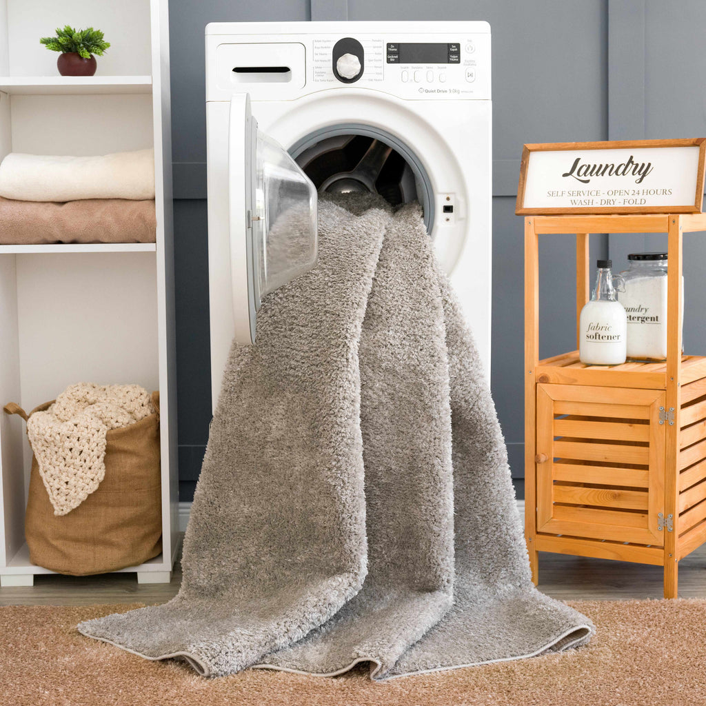Judy Solid Gray Washable Shag Rug - Clearance