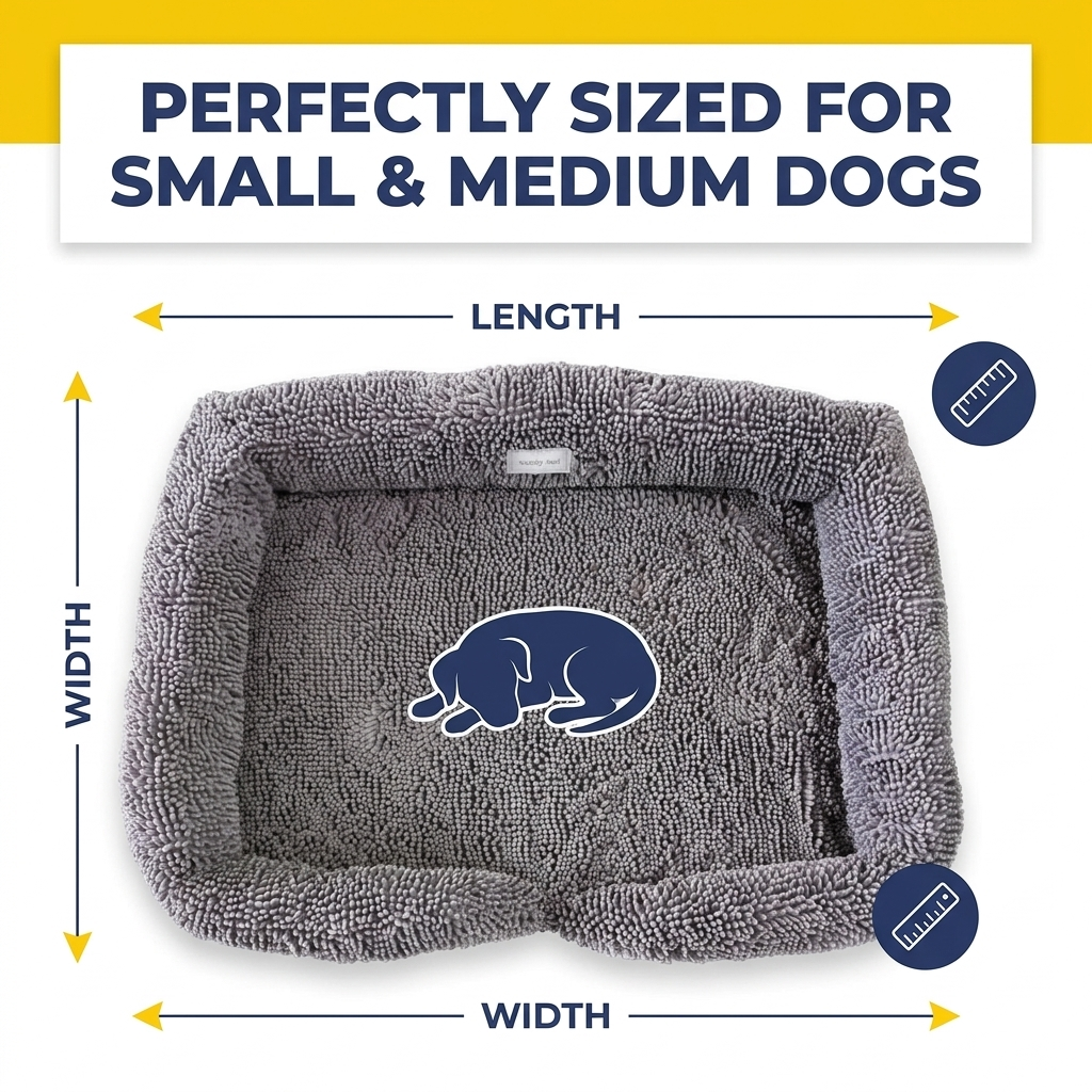 Muddy Mat® Rectangle Dog Bed — Real Memory Foam Support, Cozy Chenille Cover, Machine Washable | Fits Small to Large Dogs