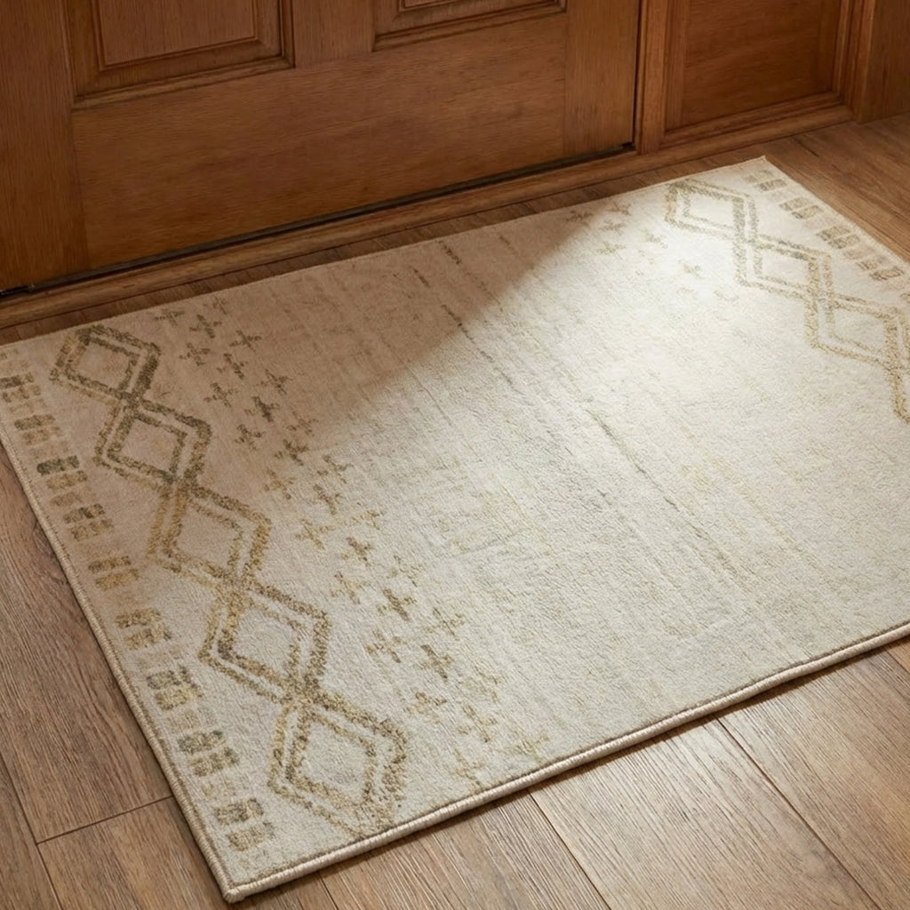 Muddy Carpet Tribal Washable Area Rugs for Living Room, Bedroom & Dining Room – Modern Soft Low Pile Non Slip Carpet – Pet Friendly Waterproof Foldable Rugs for Home