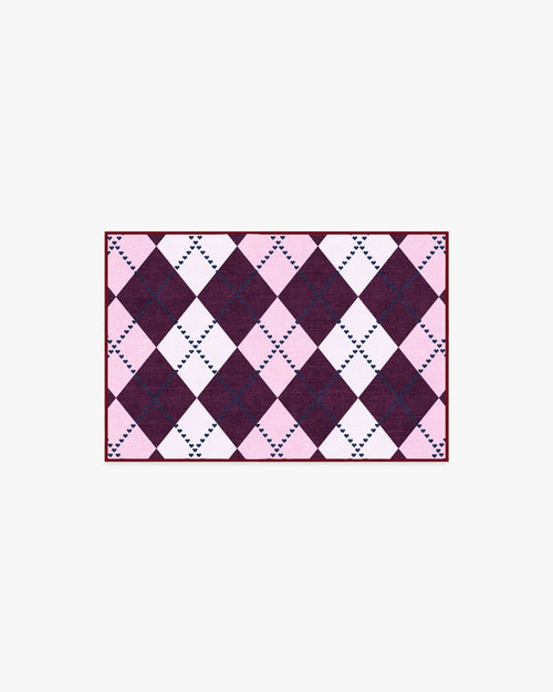 143 Argyle Burgundy & Pink Flatwoven Rug by Humberto Leon