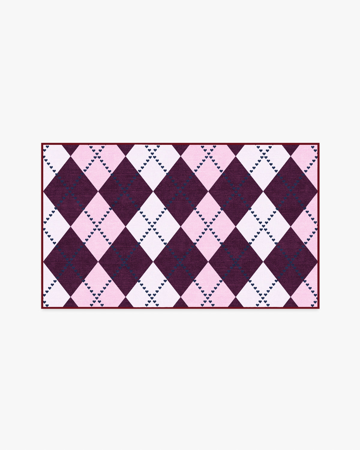 143 Argyle Burgundy & Pink Flatwoven Rug by Humberto Leon