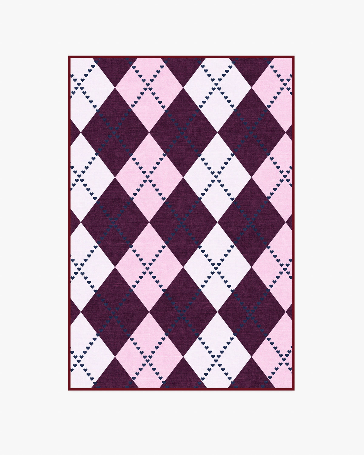 143 Argyle Burgundy & Pink Flatwoven Rug by Humberto Leon