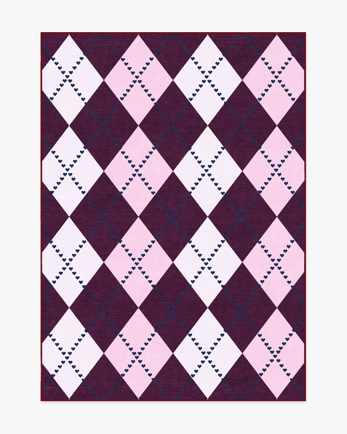 143 Argyle Burgundy & Pink Flatwoven Rug by Humberto Leon
