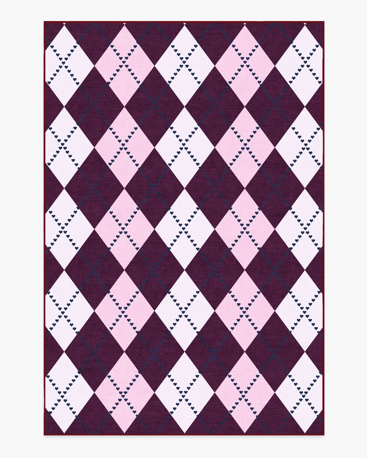 143 Argyle Burgundy & Pink Flatwoven Rug by Humberto Leon