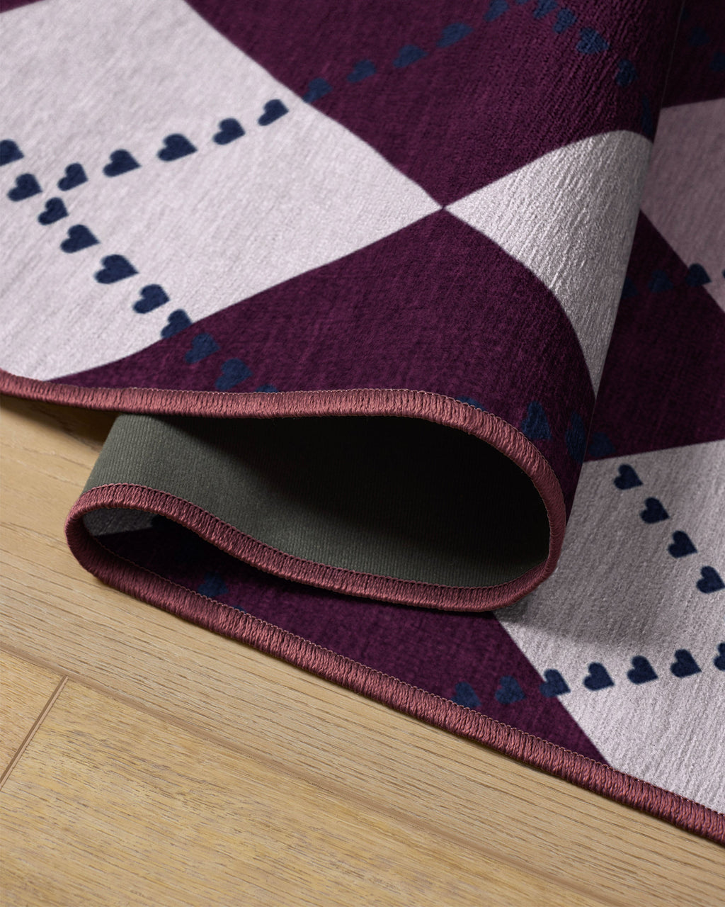 143 Argyle Burgundy & Pink Flatwoven Rug by Humberto Leon