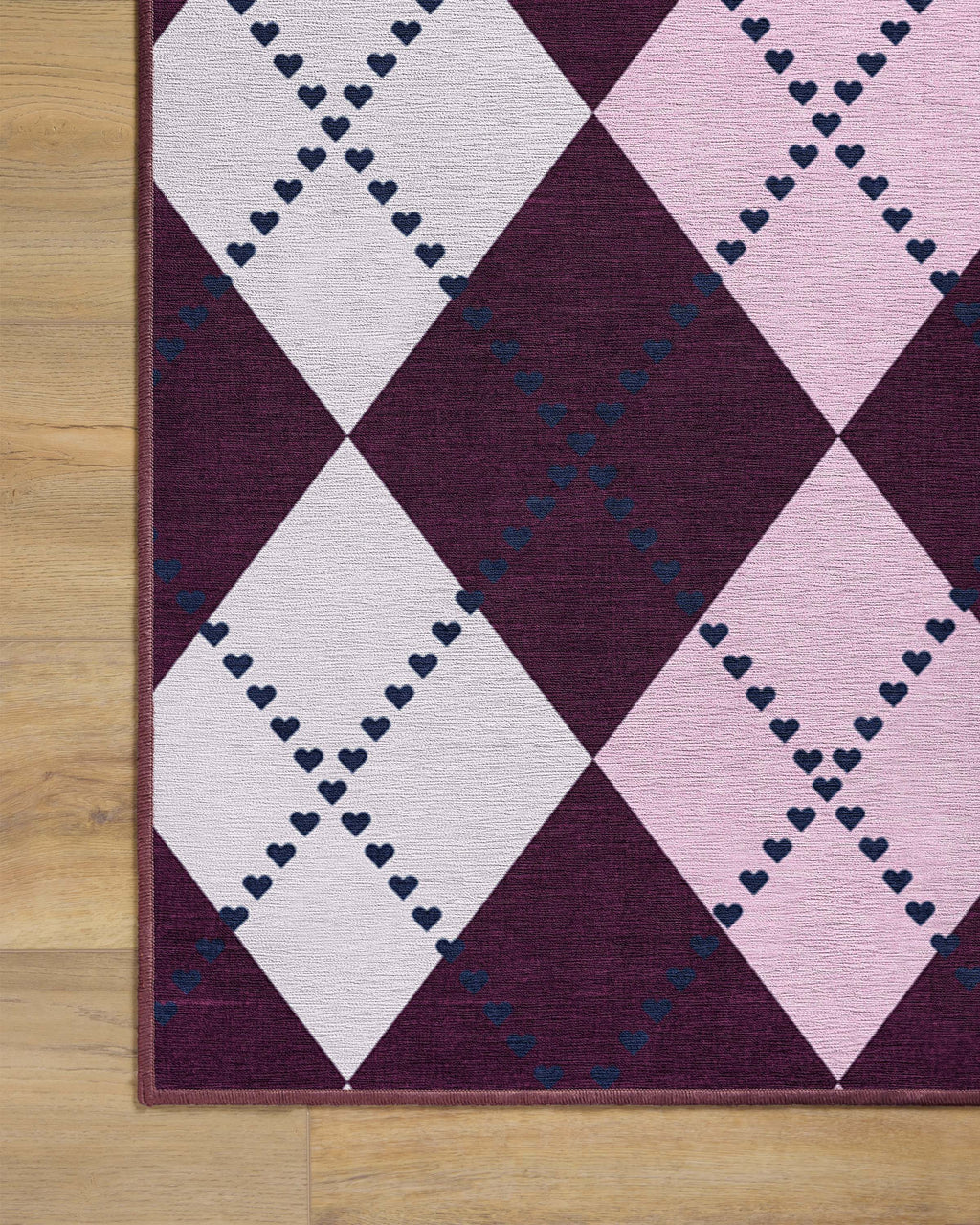143 Argyle Burgundy & Pink Flatwoven Rug by Humberto Leon