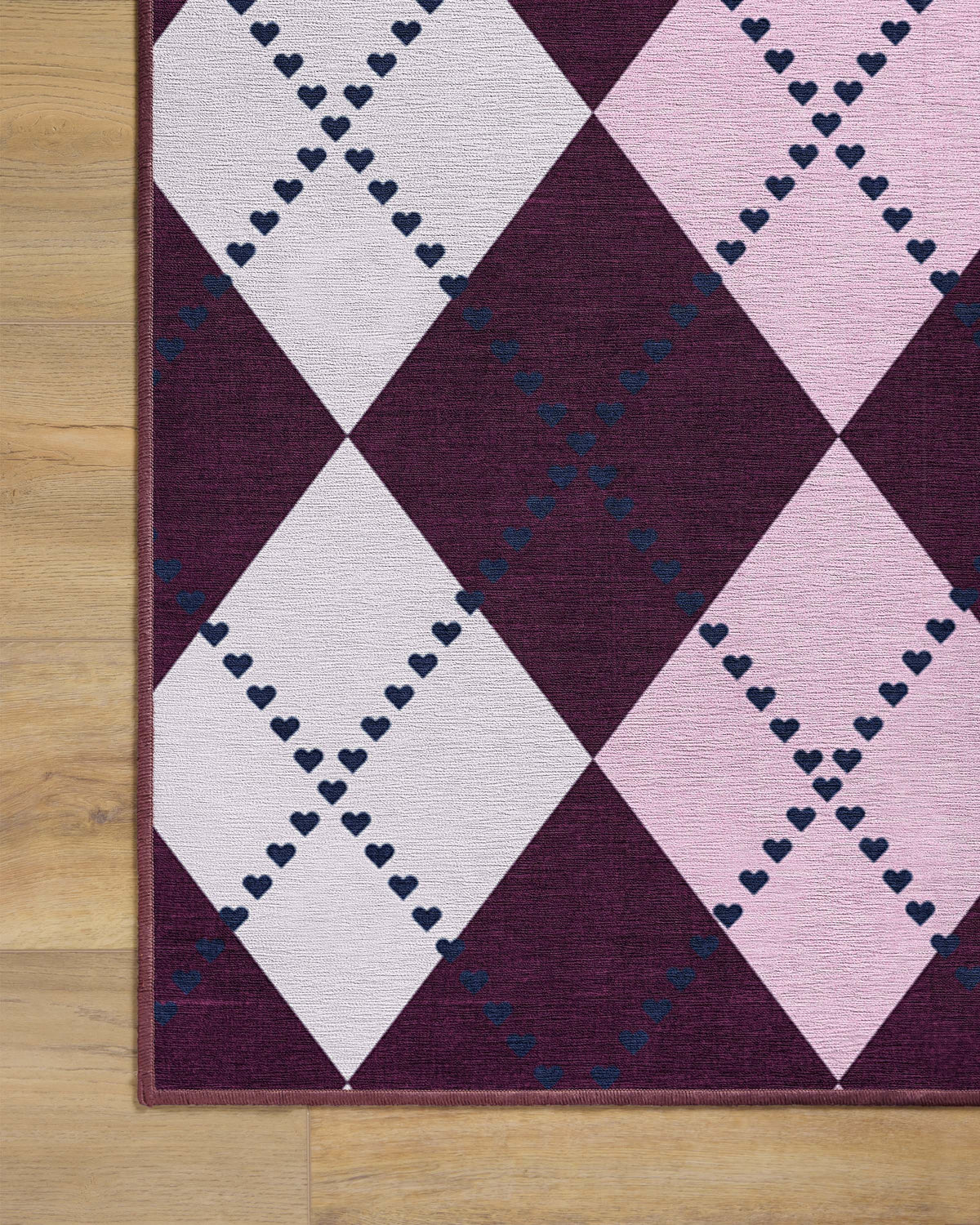143 Argyle Burgundy & Pink Flatwoven Rug by Humberto Leon