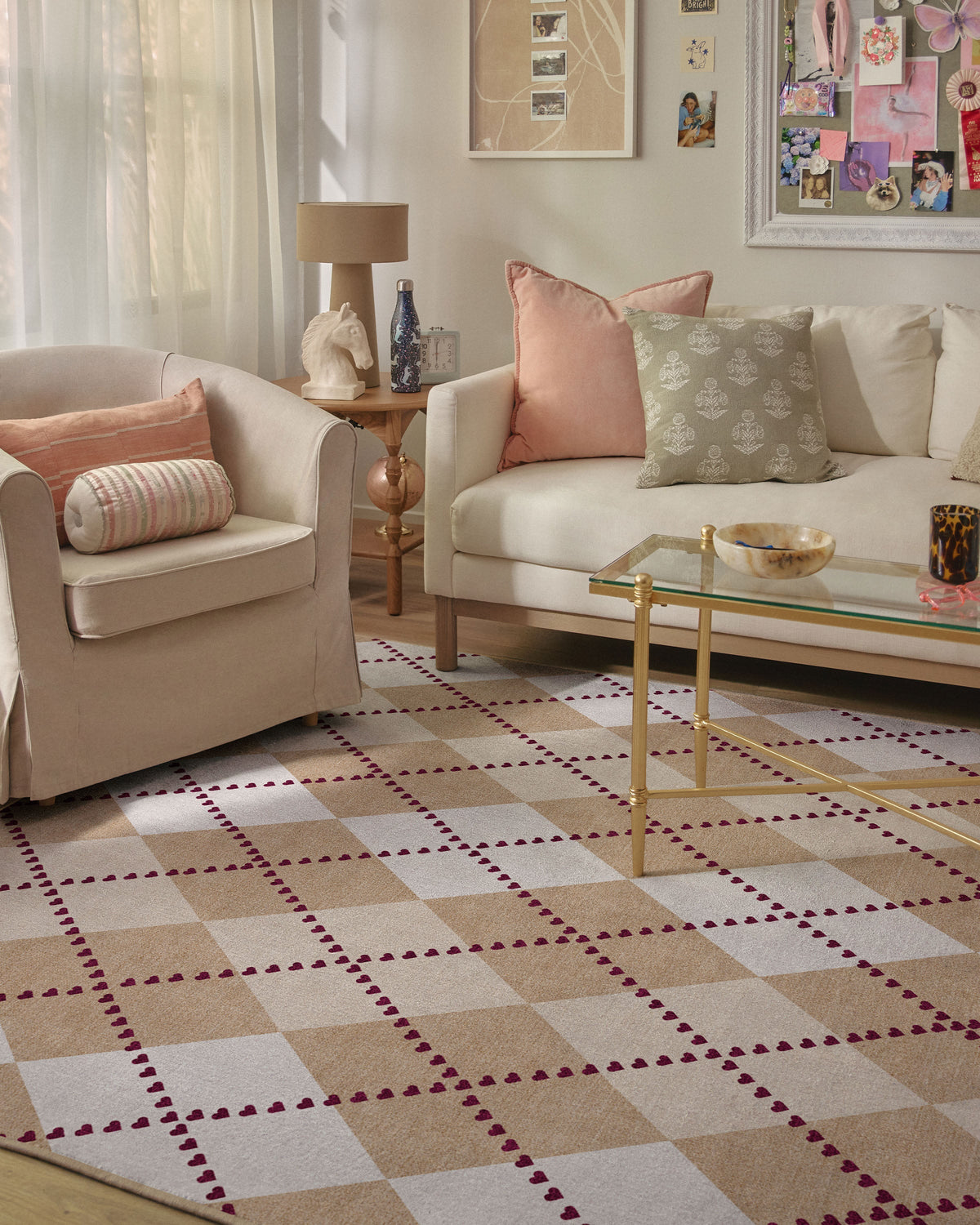 143 Argyle Khaki & Cream Flatwoven Rug by Humberto Leon