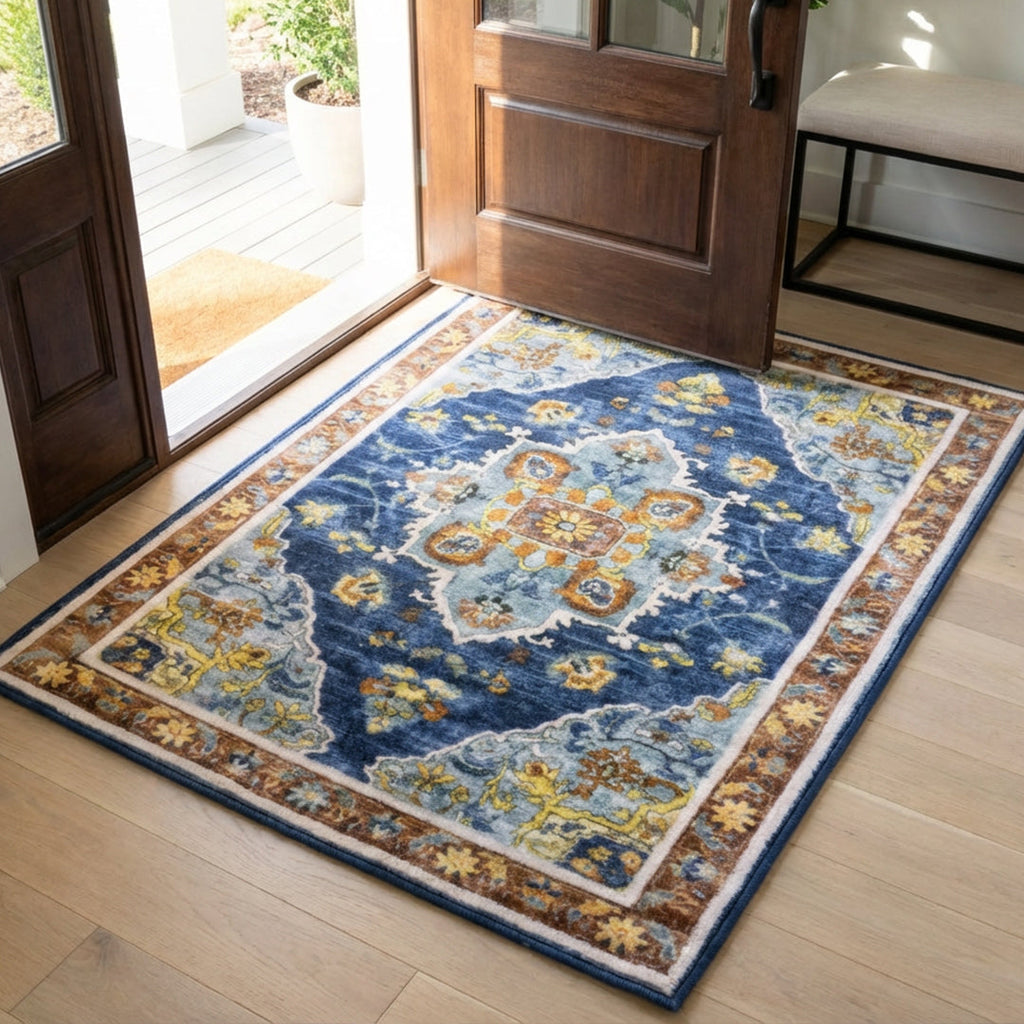 Muddy Carpet Mosaic Washable Area Rugs for Living Room, Bedroom & Dining Room – Modern Soft Low Pile Non Slip Carpet – Pet Friendly Waterproof Foldable Rugs for Home