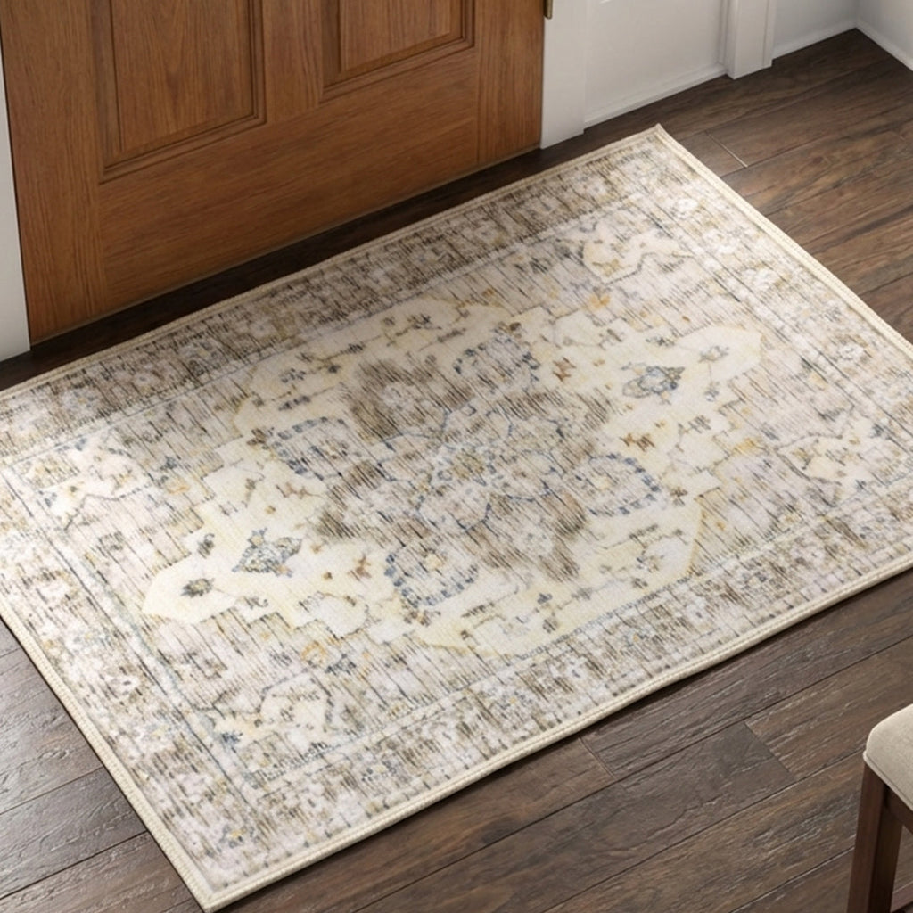 Muddy Carpet Tuscany Washable Area Rugs for Living Room, Bedroom & Dining Room – Modern Soft Low Pile Non Slip Carpet – Pet Friendly Waterproof Foldable Rugs for Home
