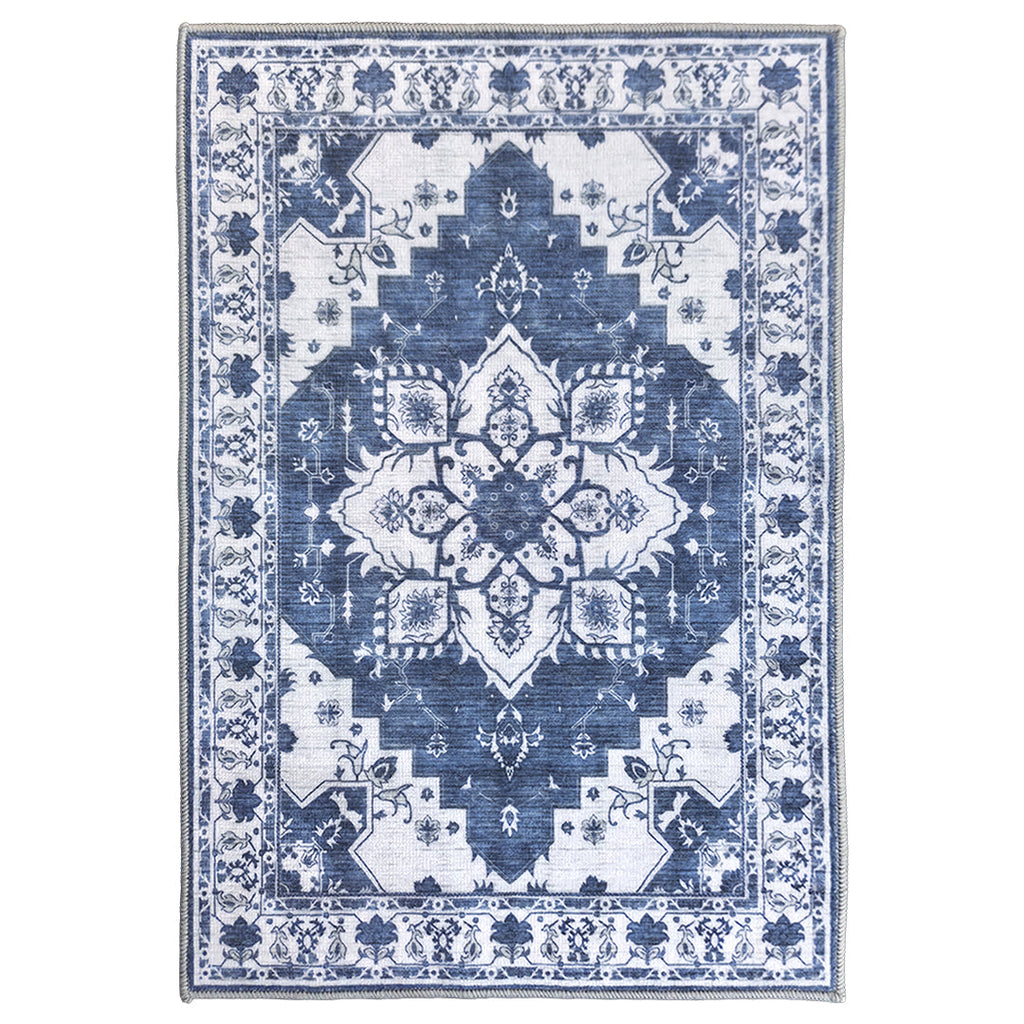 Muddy Carpet Navybell Washable Area Rugs for Living Room, Bedroom & Dining Room – Modern Soft Low Pile Non Slip Carpet – Pet Friendly Waterproof Foldable Rugs for Home