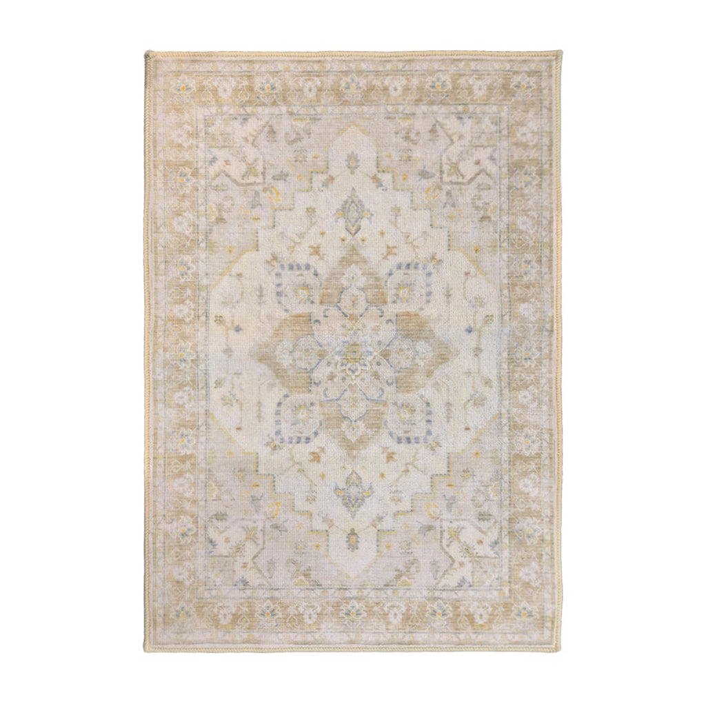 Muddy Carpet Champagne Washable Area Rugs for Living Room, Bedroom & Dining Room – Modern Soft Low Pile Non Slip Carpet – Pet Friendly Waterproof Foldable Rugs for Home