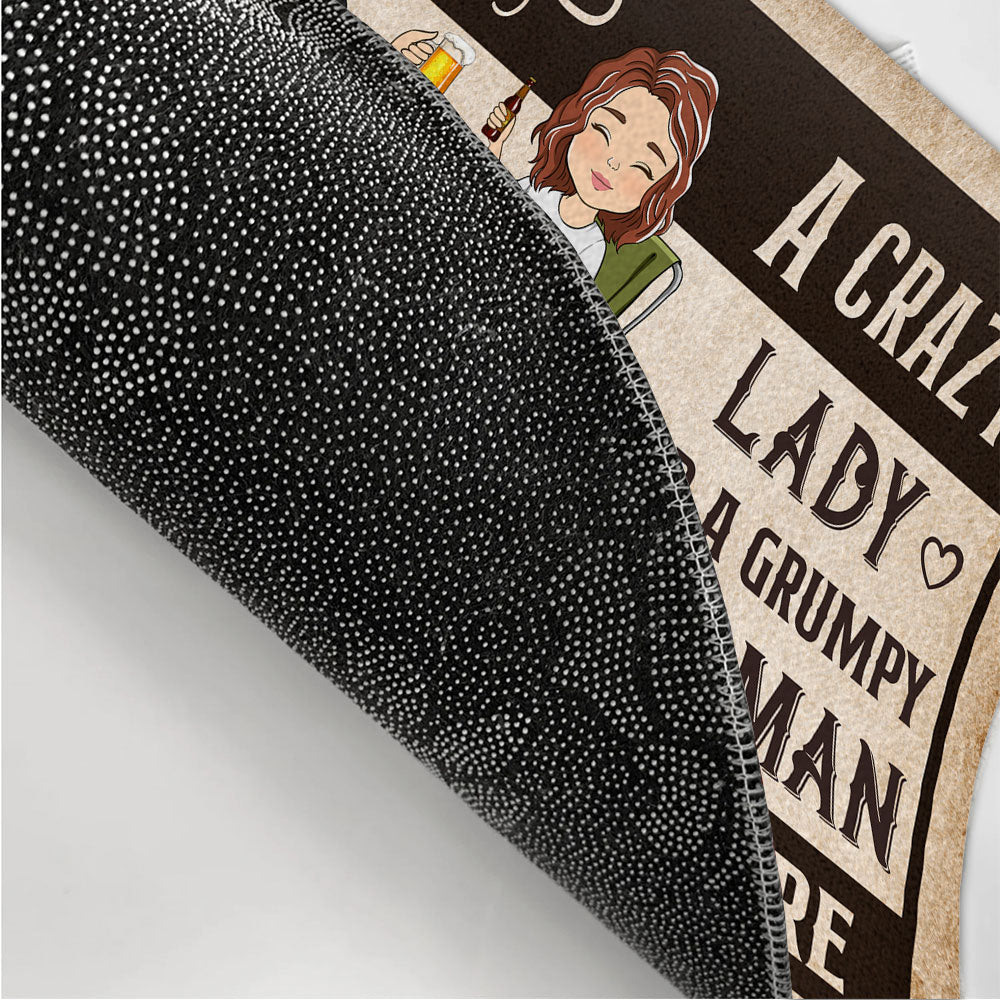 A Crazy Lady And A Grumpy Man - Personalized Doormat
