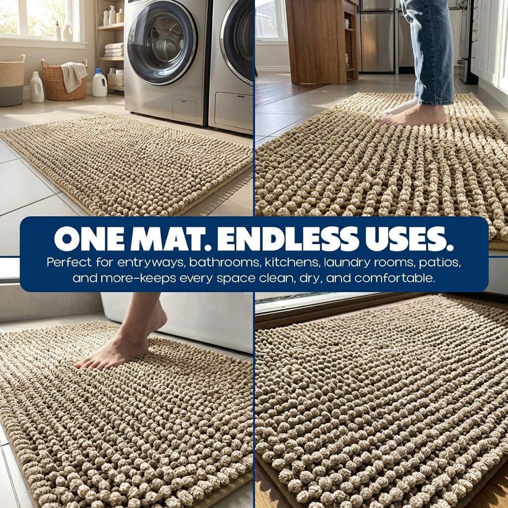 Muddy Mat® T.Max Dual Tone Indoor Dog Door Mat & Bathroom Rugs – Non Slip Chenille Entryway Rug for Muddy Paws, Super Absorbent Washable Front Door Mat, Quick Dry Bath Mat