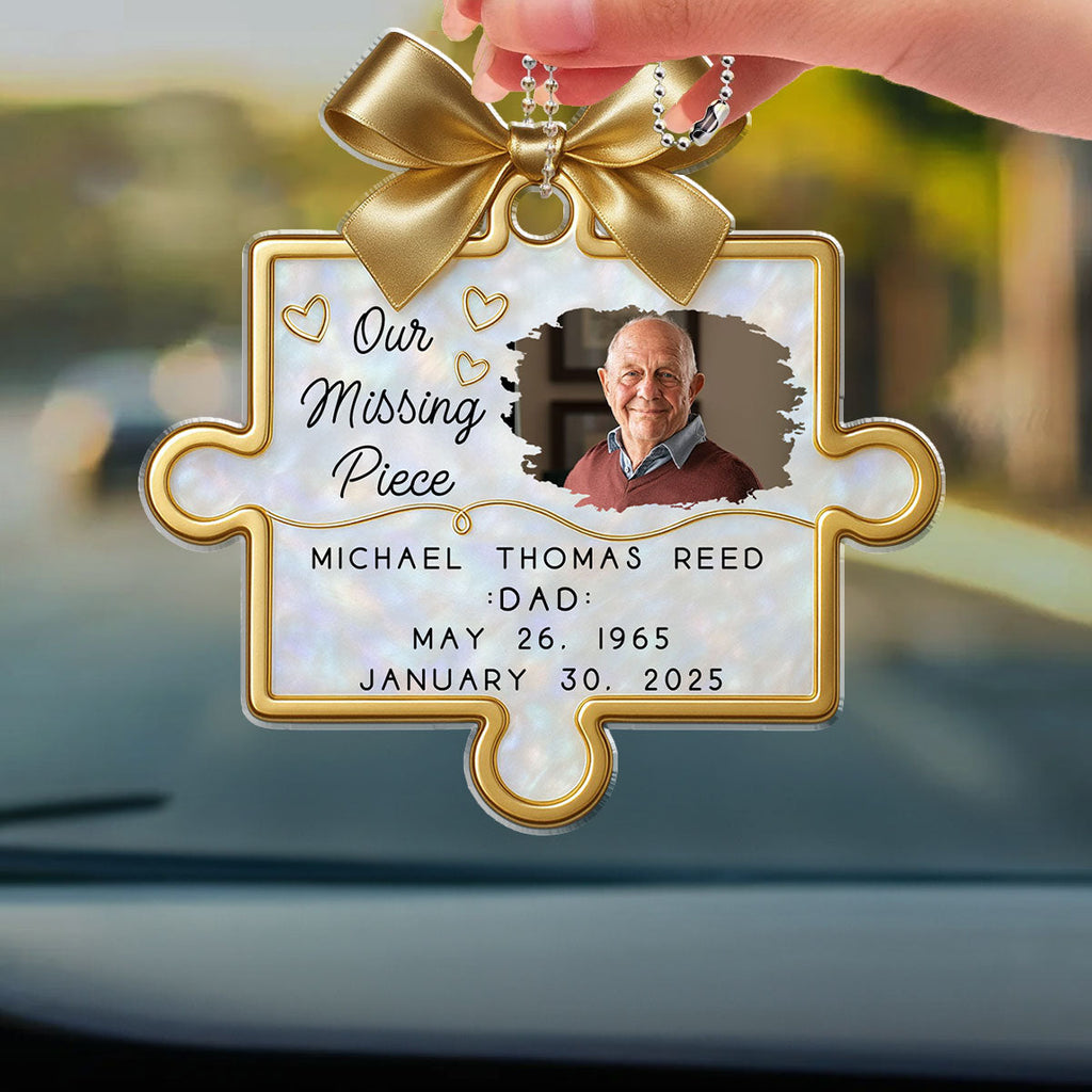 A Piece Of Our Hearts Lives With You - Personalized Car Ornament