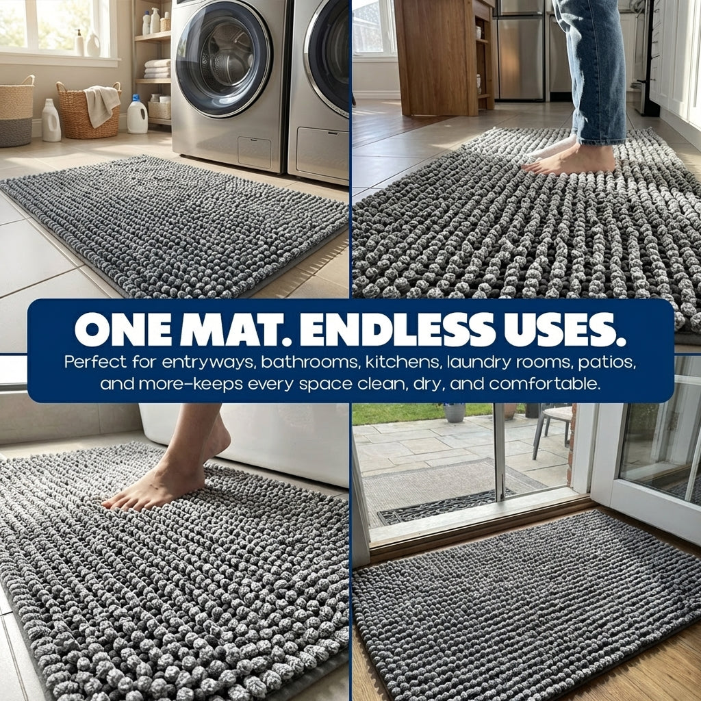 Muddy Mat® T.Max Dual Tone Indoor Dog Door Mat & Bathroom Rugs – Non Slip Chenille Entryway Rug for Muddy Paws, Super Absorbent Washable Front Door Mat, Quick Dry Bath Mat