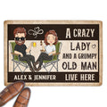 A Crazy Lady And A Grumpy Man - Personalized Doormat