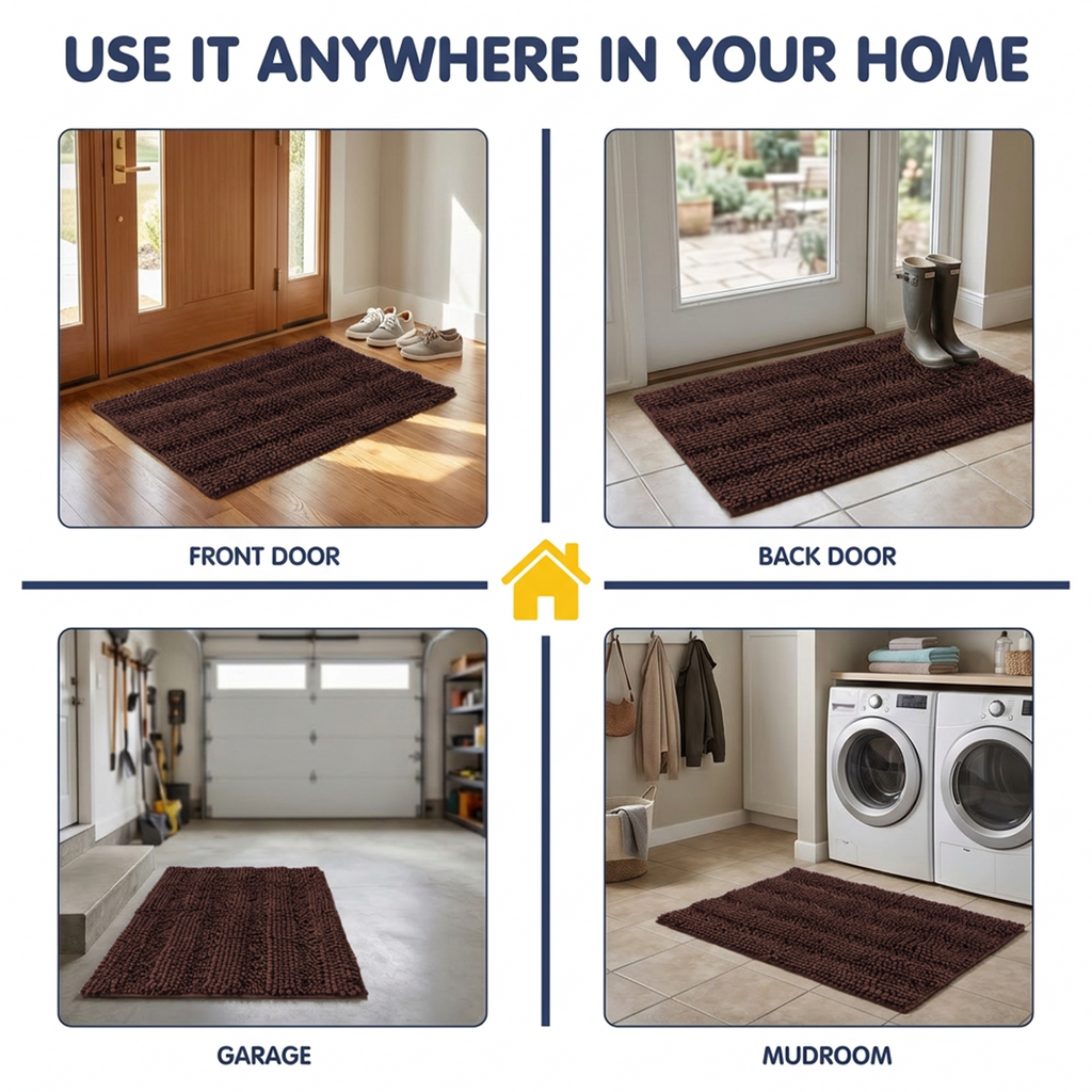 Muddy Mat® StripeMax Dog Floor Mat for Muddy Paws – Thick Plush Striped Chenille Muddy Carpet®, Super Water Absorbent Microfiber, Quick Dry, Slip Resistant Washable Indoor Mat