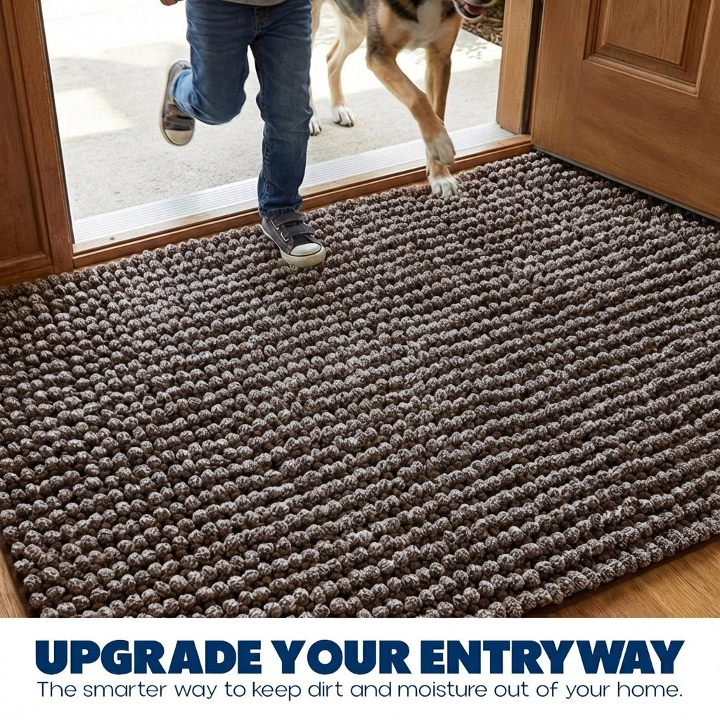 Muddy Mat® T.Max Dual Tone Indoor Dog Door Mat & Bathroom Rugs – Non Slip Chenille Entryway Rug for Muddy Paws, Super Absorbent Washable Front Door Mat, Quick Dry Bath Mat