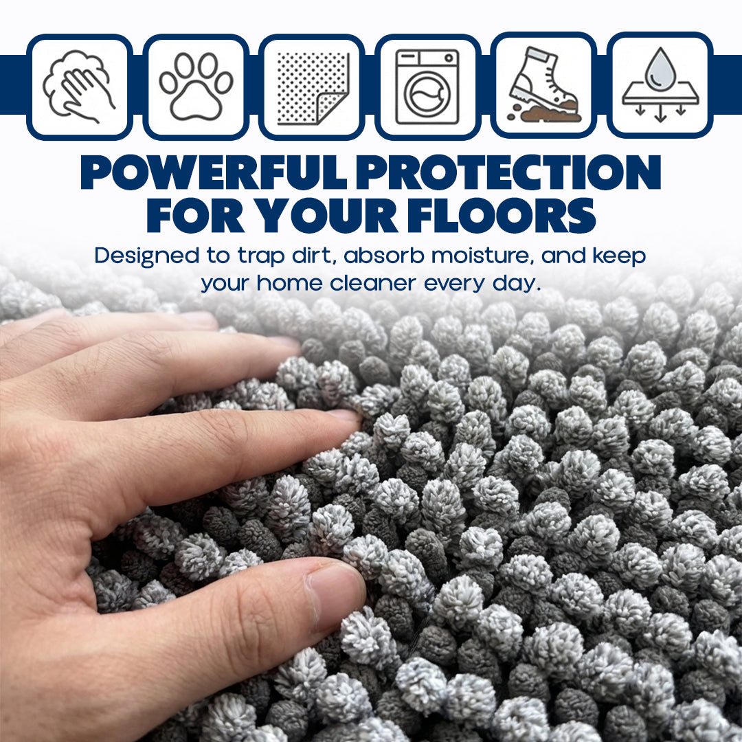 Muddy Mat® T.Max Dual Tone Indoor Dog Door Mat & Bathroom Rugs – Non Slip Chenille Entryway Rug for Muddy Paws, Super Absorbent Washable Front Door Mat, Quick Dry Bath Mat