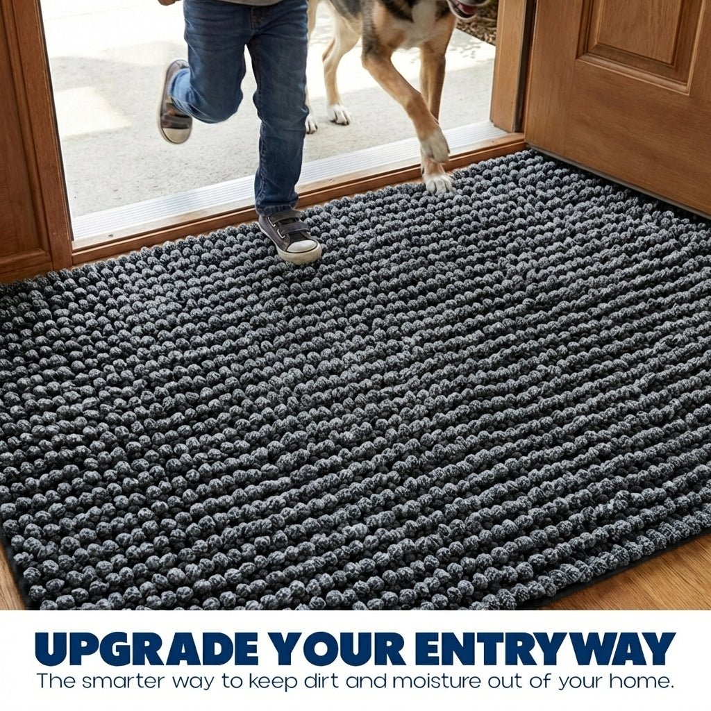 Muddy Mat® T.Max Dual Tone Indoor Dog Door Mat & Bathroom Rugs – Non Slip Chenille Entryway Rug for Muddy Paws, Super Absorbent Washable Front Door Mat, Quick Dry Bath Mat