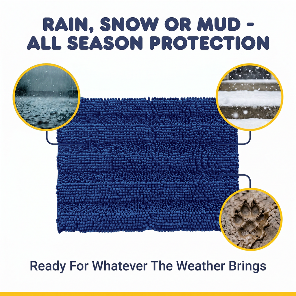 Muddy Mat® StripeMax Dog Floor Mat for Muddy Paws – Thick Plush Striped Chenille Muddy Carpet®, Super Water Absorbent Microfiber, Quick Dry, Slip Resistant Washable Indoor Mat