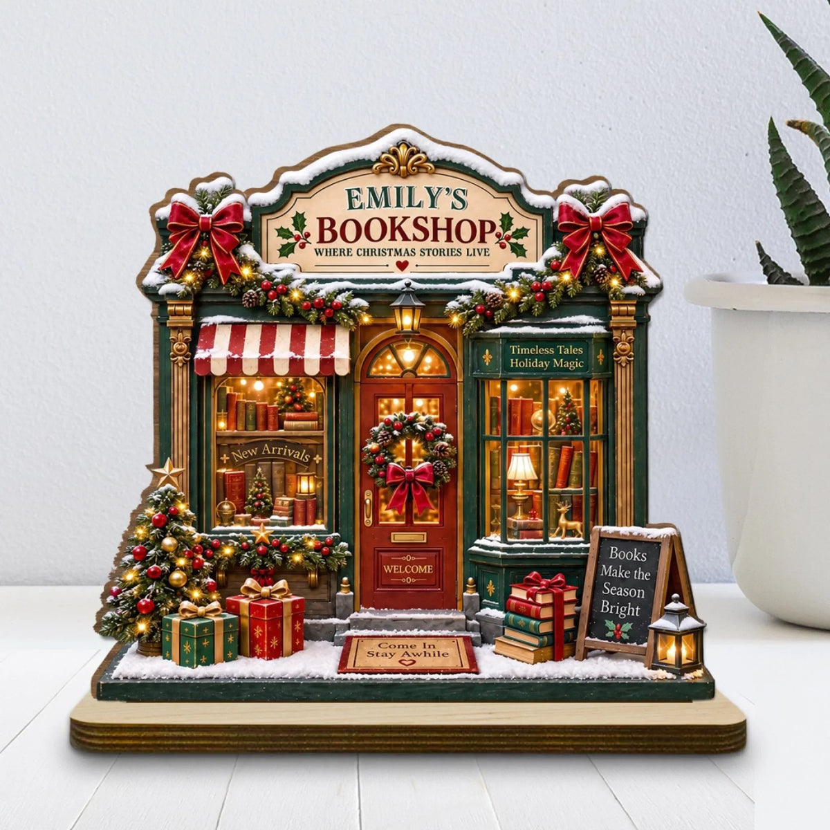 A Cozy Place For Stories - Personalized 2-Layer Wood Plaque With Flat Base