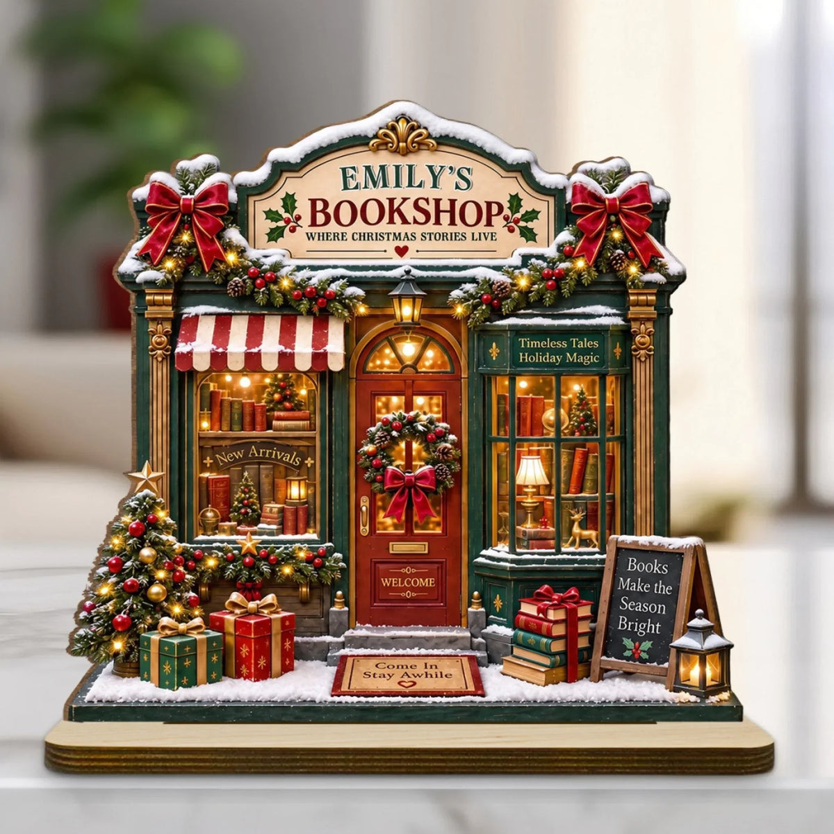 A Cozy Place For Stories - Personalized 2-Layer Wood Plaque With Flat Base