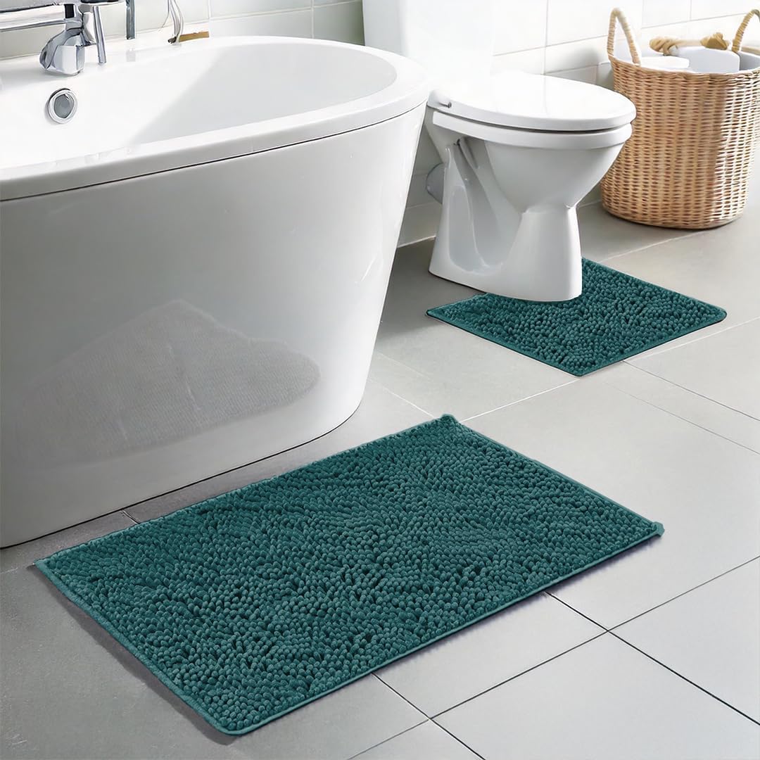 Muddy Mat® Bathroom Rugs set, Bath Mats (20”x30”) with U Shaped Toilet Mat (20”x20”)