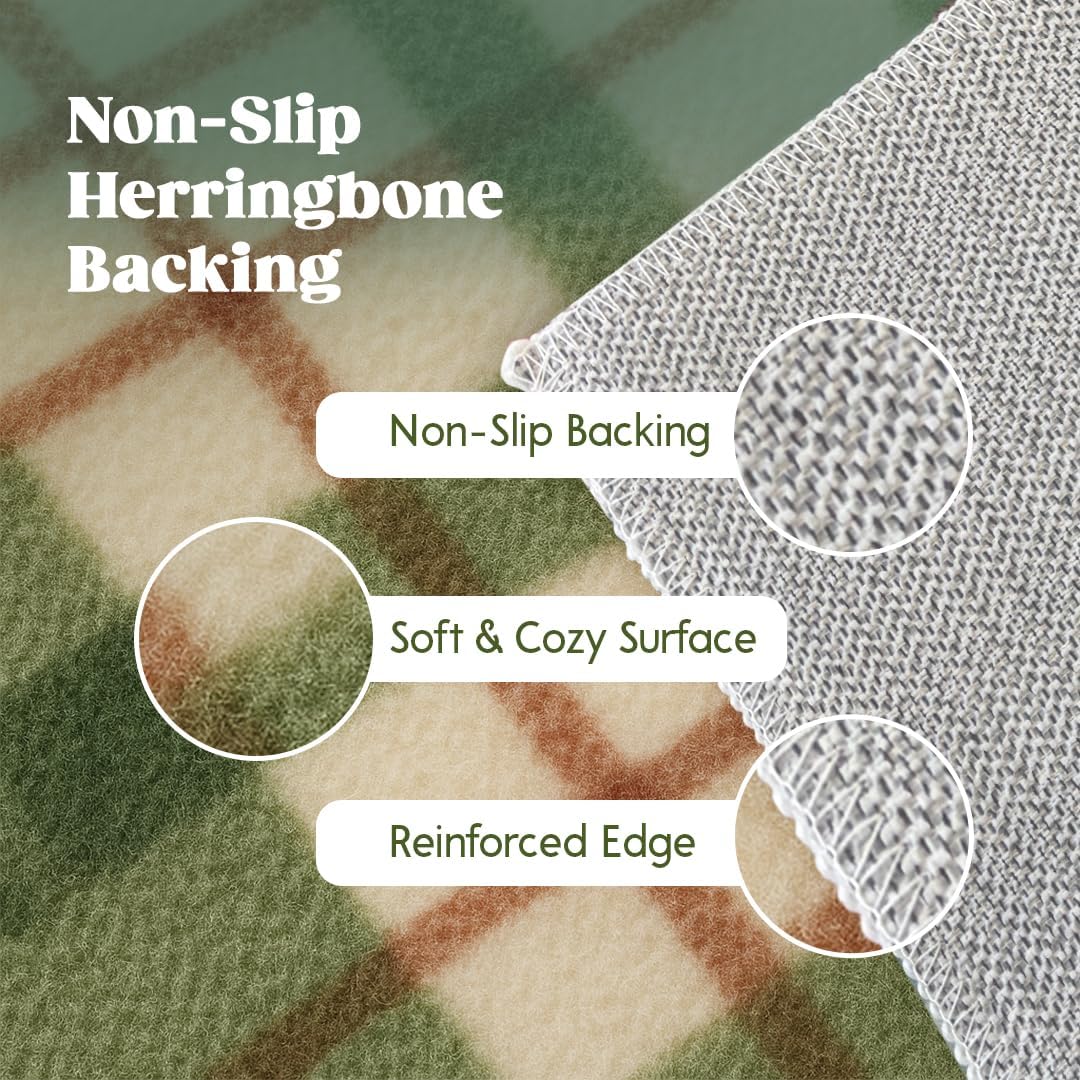 Muddy Carpet Plaid Washable Area Rugs for Living Room, Bedroom & Dining Room – Modern Soft Low Pile Non Slip Carpet – Pet Friendly Waterproof Foldable Rugs for Home