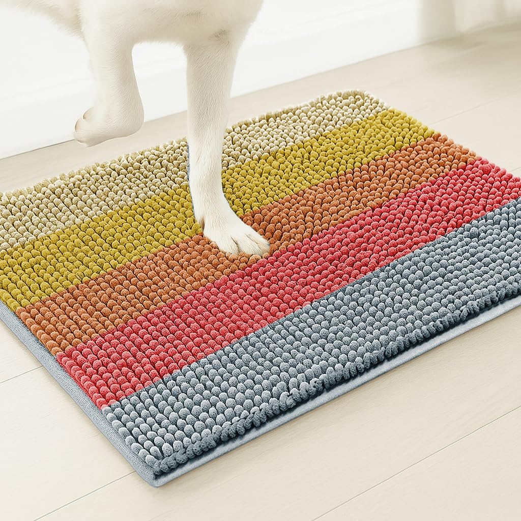 Muddy Mat® Horizontal Loop Design Super Absorbent Chenille Dog Door Mat for Muddy Paws – Non-Slip, Machine Washable Indoor Entry Rug, Quick-Dry Pet Mat for Entryway