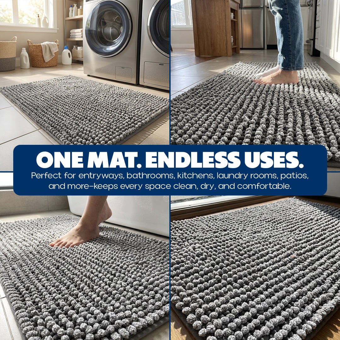 Muddy Mat® T.Max Dual Tone Indoor Dog Door Mat & Bathroom Rugs – Non Slip Chenille Entryway Rug for Muddy Paws, Super Absorbent Washable Front Door Mat, Quick Dry Bath Mat