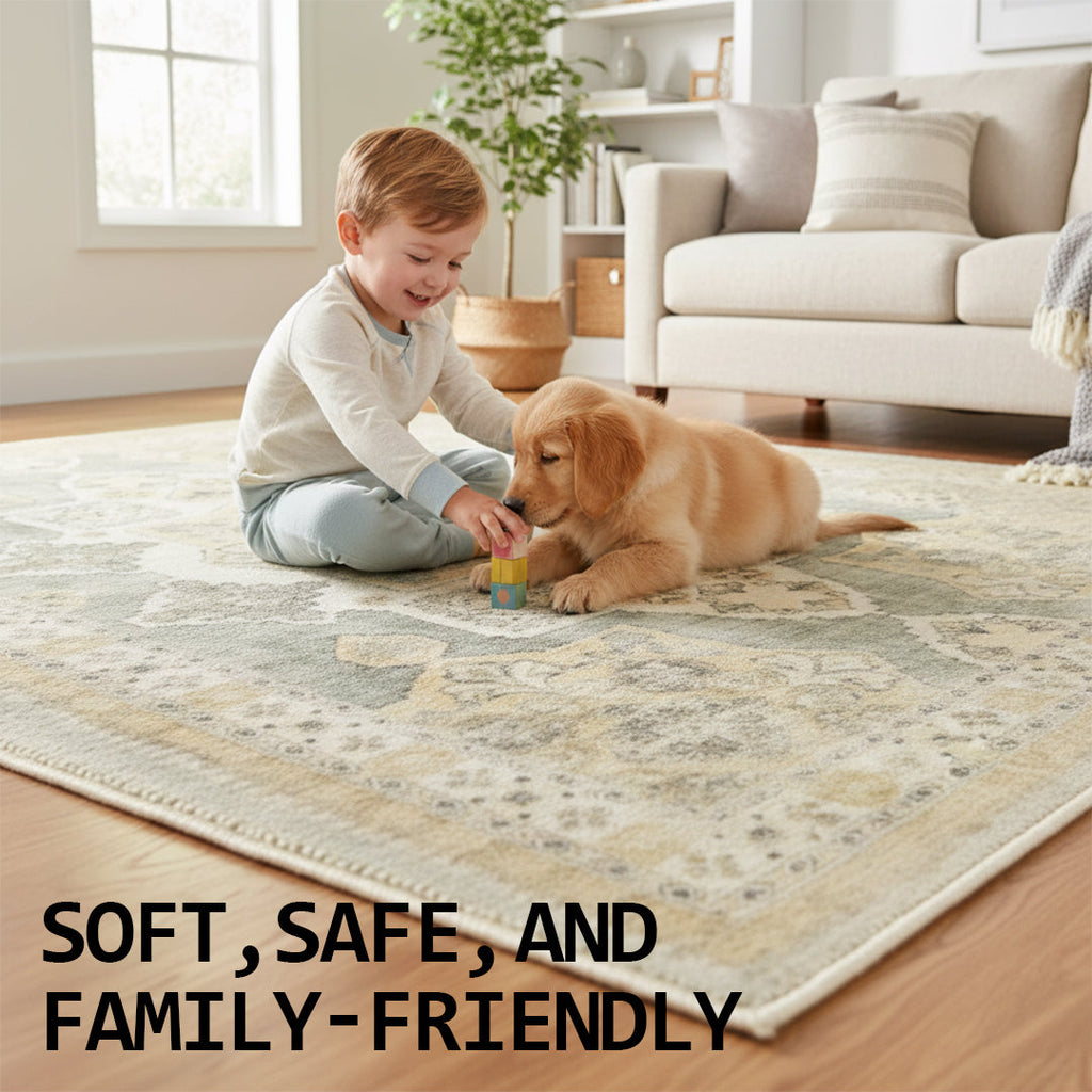 Muddy Carpet Monarch Washable Area Rugs for Living Room, Bedroom & Dining Room – Modern Soft Low Pile Non Slip Carpet – Pet Friendly Waterproof Foldable Rugs for Home