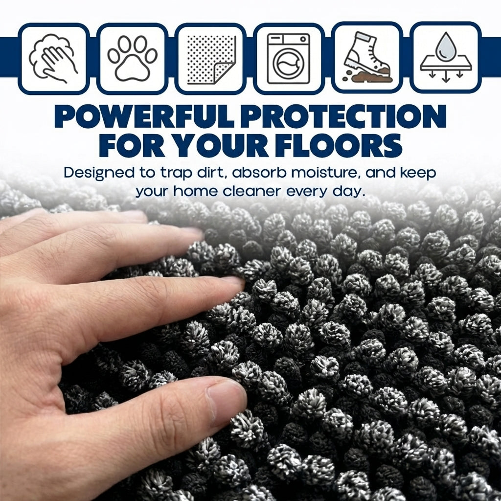 Muddy Mat® T.Max Dual Tone Indoor Dog Door Mat & Bathroom Rugs – Non Slip Chenille Entryway Rug for Muddy Paws, Super Absorbent Washable Front Door Mat, Quick Dry Bath Mat