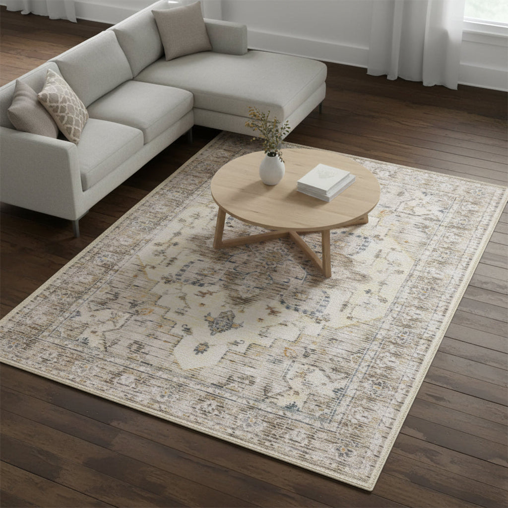 Muddy Carpet Tuscany Washable Area Rugs for Living Room, Bedroom & Dining Room – Modern Soft Low Pile Non Slip Carpet – Pet Friendly Waterproof Foldable Rugs for Home