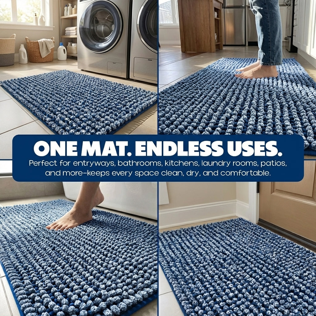 Muddy Mat® T.Max Dual Tone Indoor Dog Door Mat & Bathroom Rugs – Non Slip Chenille Entryway Rug for Muddy Paws, Super Absorbent Washable Front Door Mat, Quick Dry Bath Mat