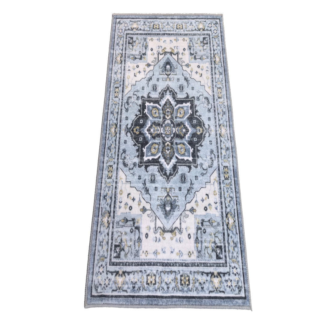 Muddy Carpet Azure Washable Area Rugs for Living Room, Bedroom & Dining Room – Modern Soft Low Pile Non Slip Carpet – Pet Friendly Waterproof Foldable Rugs for Home