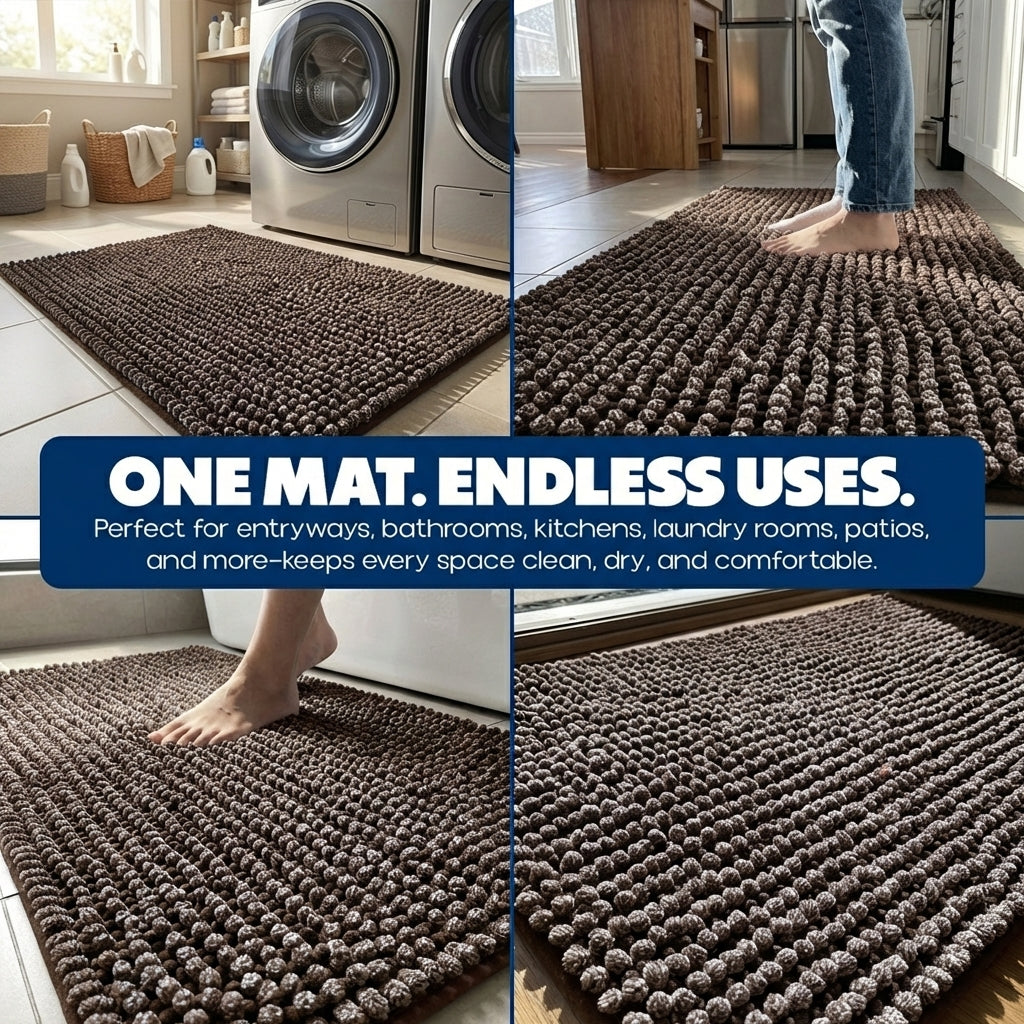 Muddy Mat® T.Max Dual Tone Indoor Dog Door Mat & Bathroom Rugs – Non Slip Chenille Entryway Rug for Muddy Paws, Super Absorbent Washable Front Door Mat, Quick Dry Bath Mat