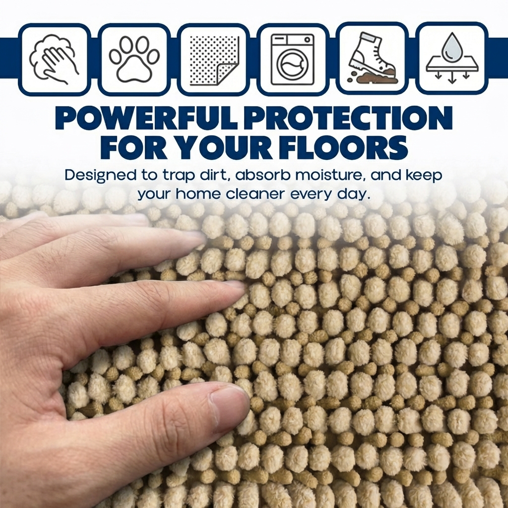 Muddy Mat® T.Max Dual Tone Indoor Dog Door Mat & Bathroom Rugs – Non Slip Chenille Entryway Rug for Muddy Paws, Super Absorbent Washable Front Door Mat, Quick Dry Bath Mat