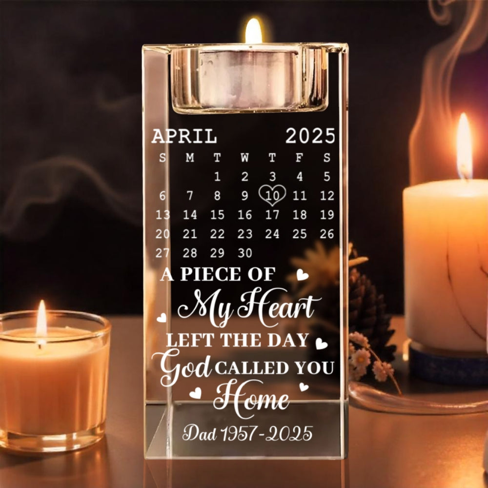 A Piece Of My Heart - Personalized Engraved Crystal Candle Holder