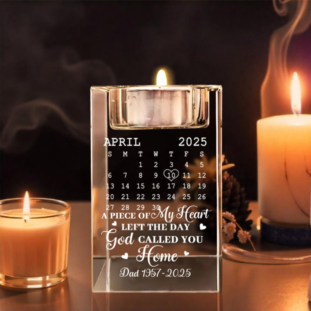 A Piece Of My Heart - Personalized Engraved Crystal Candle Holder