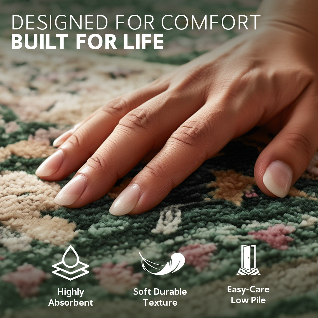 Muddy Carpet Eden Washable Area Rugs for Living Room, Bedroom & Dining Room – Modern Soft Low Pile Non Slip Carpet – Pet Friendly Waterproof Foldable Rugs for Home