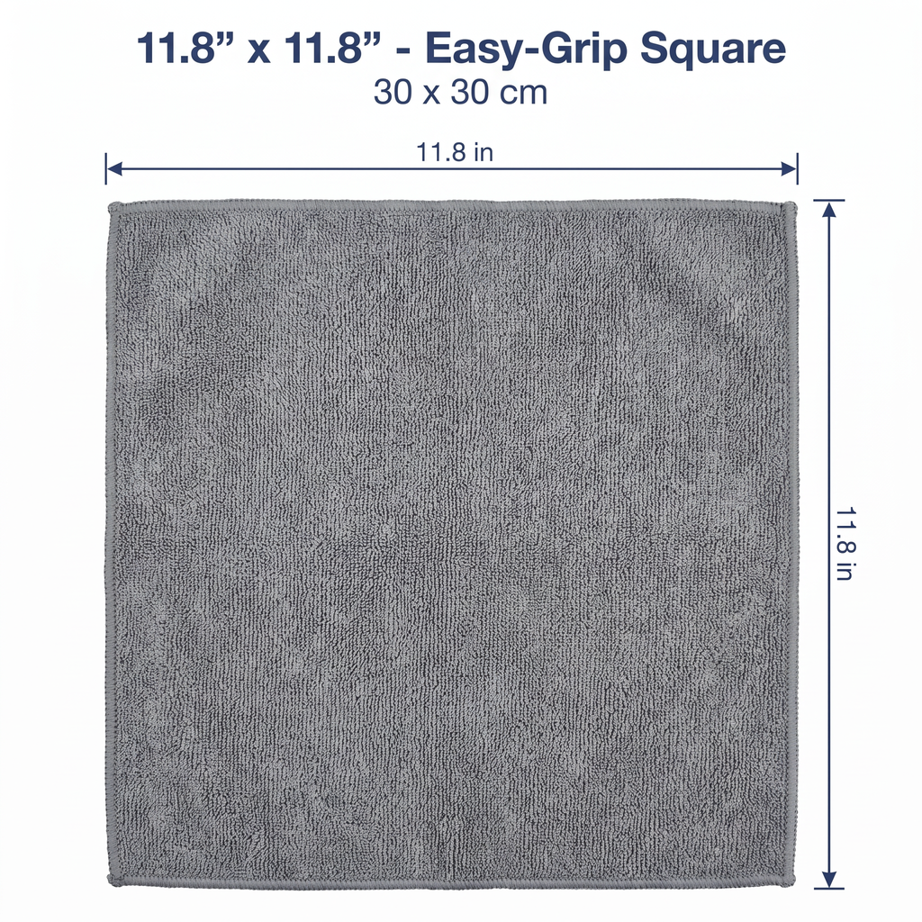 Muddy Mat® Kitchen Towels 3 Pack - Super Absorbent Microfiber Dish Cloths, Quick Dry Soft Cleaning Towels for Dishes, Counters and Spills, Machine Washable, Grey 11.8" x 11.8"