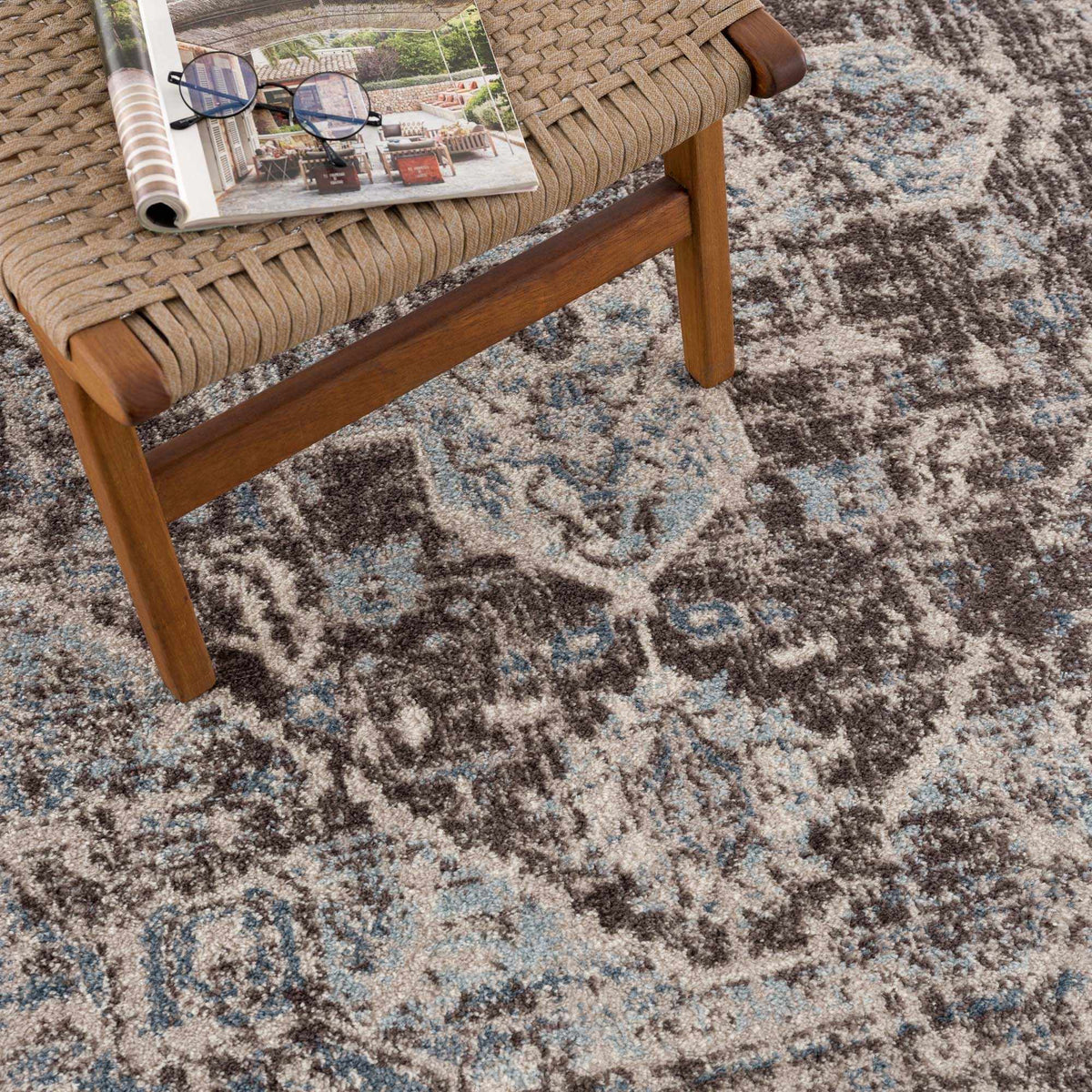 Peeta Dark Brown Medallion Area Rug - Clearance