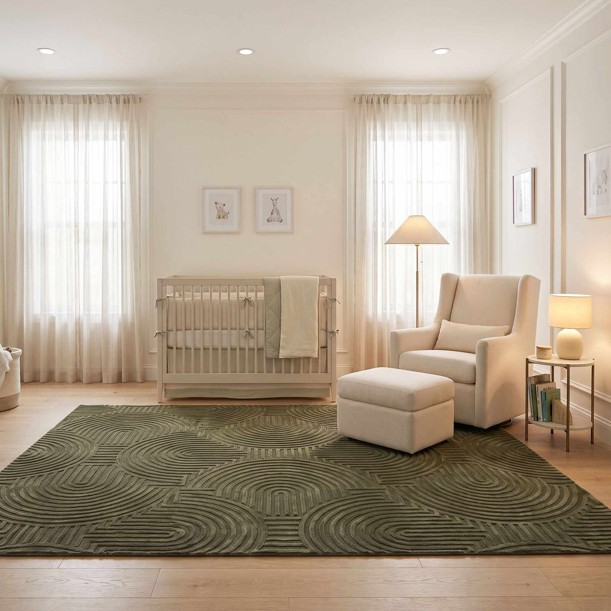 Aucoin Beige Rainbow Washable Area Rug