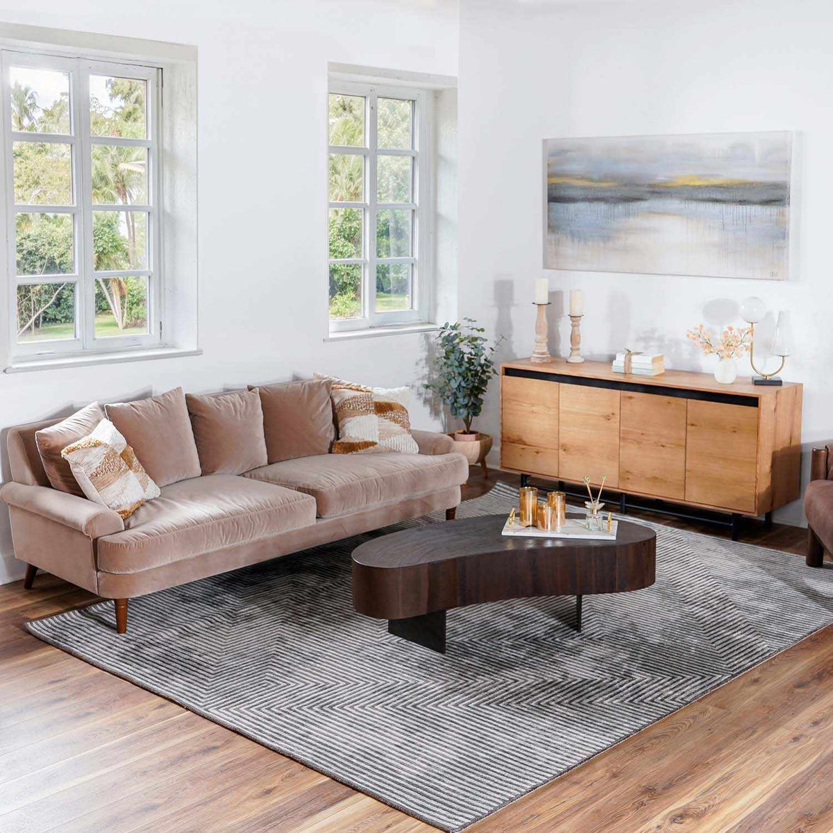 Quartz Patterned Sheen Gray/Green Viscose Rug