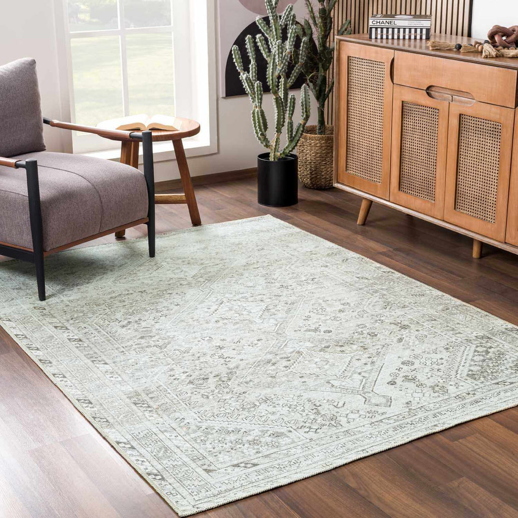 Barny Sage Flat Pile Washable Rug