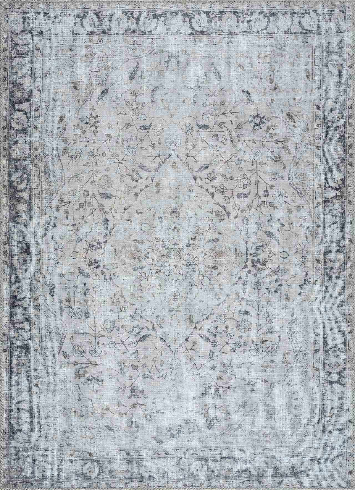 Haile Green & Pink Washable Area Rug - Clearance
