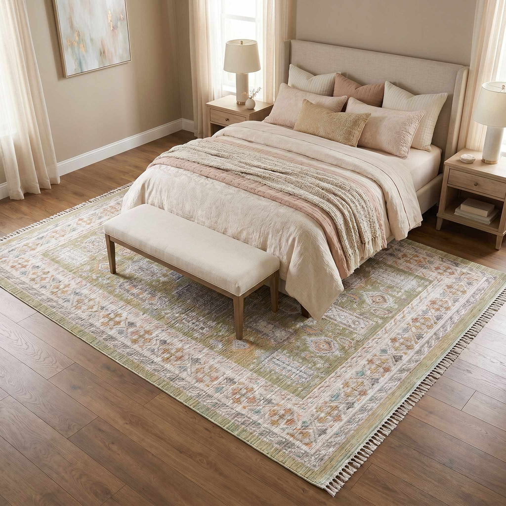 Neku Sage Persian Machine Woven Polypropylene Washable Area Rug